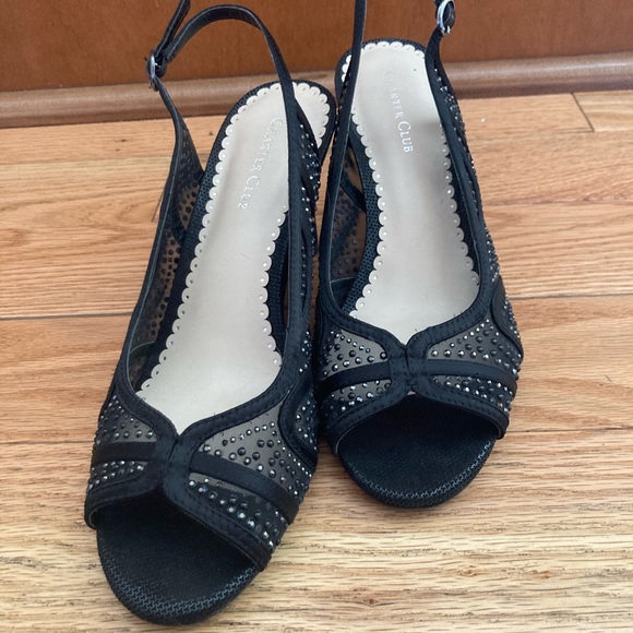 Prom Heels Charter Club Alexiaa Beautiful Womens Evening Size 8 Black Lace - Picture 6 of 11